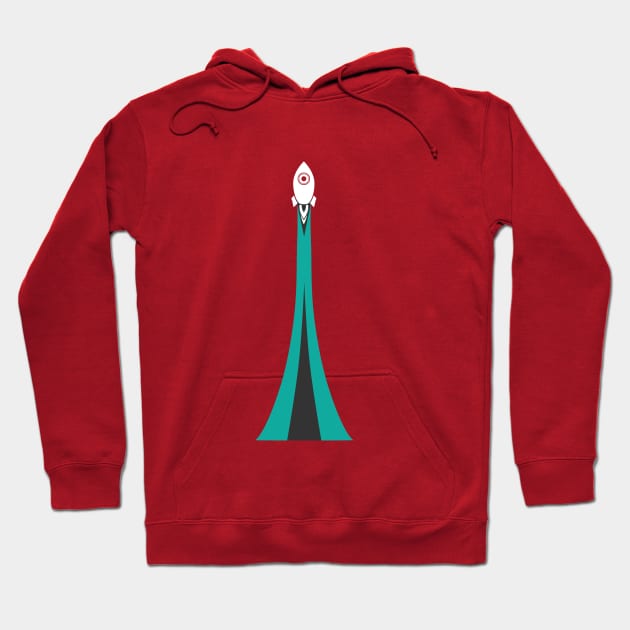 Rocket takeoff (teal) Hoodie by helengarvey